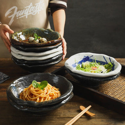 Handcrafted Ceramic Serving Bowl, 8.7 Inch Glossy Rustic Finish Pasta and Fruit Bowl 1