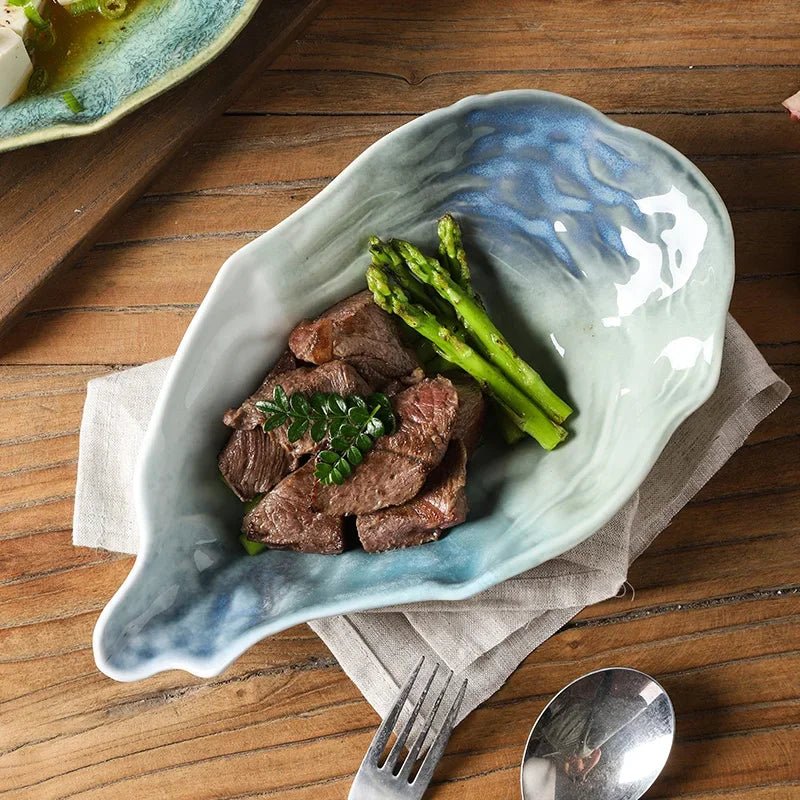 Handcrafted Ceramic Shell Bowl with Ocean-Inspired Glaze – Unique Rippled Design 1