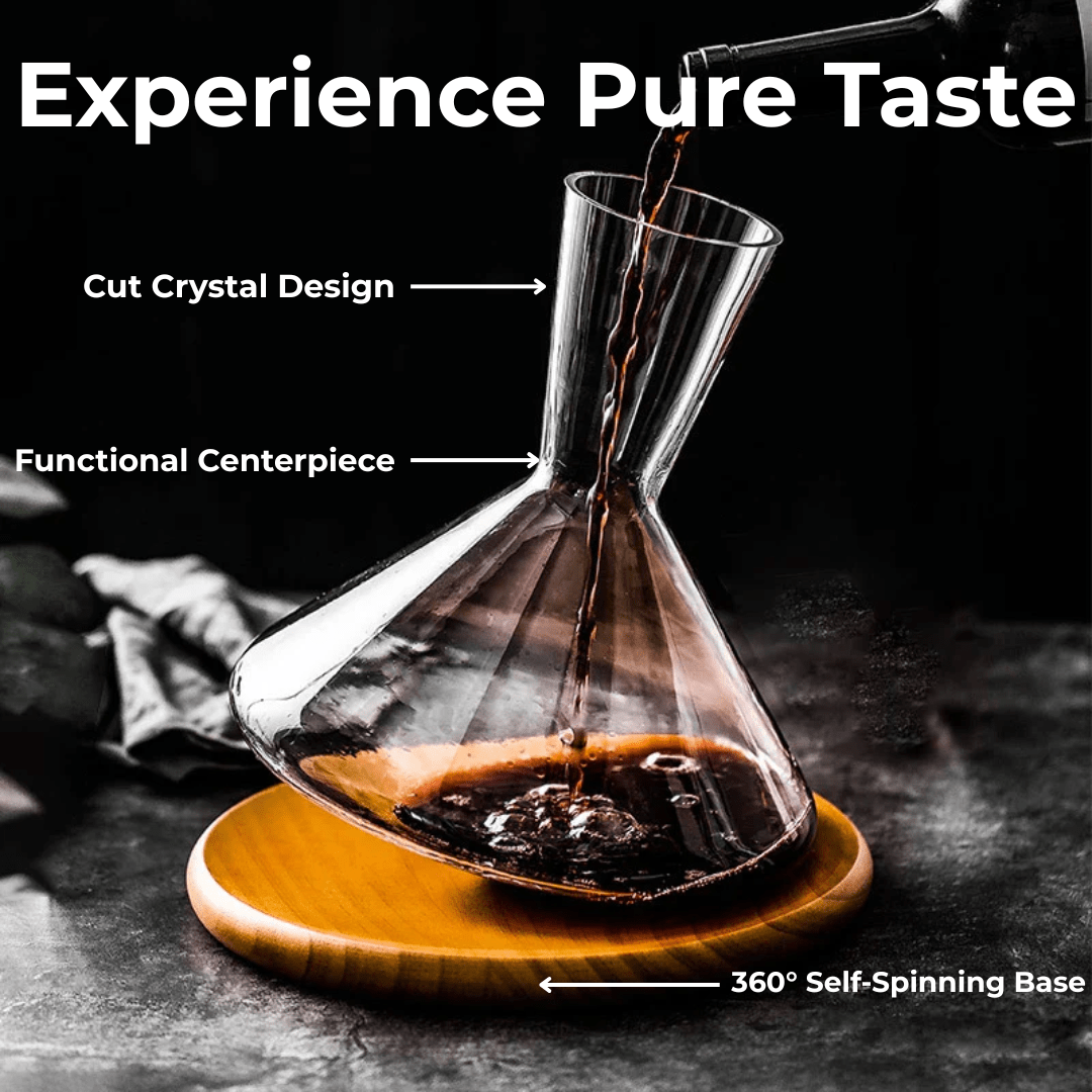 Handcrafted Crystal Decanter with Wooden Base – 45 oz Capacity for Enhanced Wine Experience 2