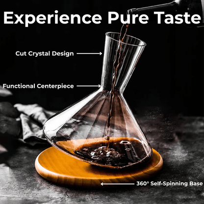 Handcrafted Crystal Decanter with Wooden Base – 45 oz Capacity for Enhanced Wine Experience 2