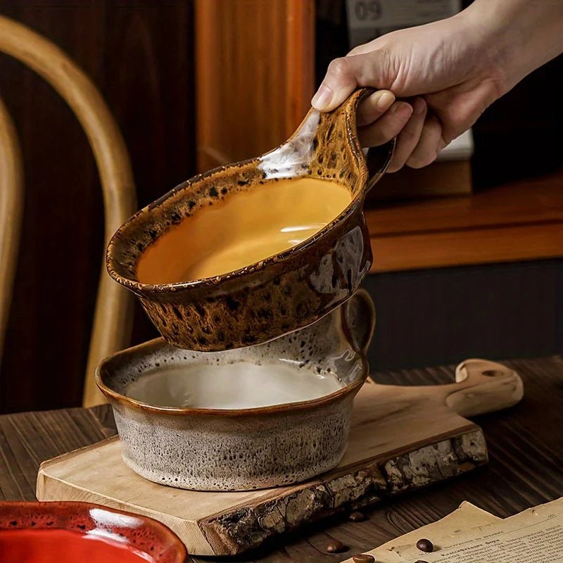 Handcrafted Rustic Ceramic Oatmeal Bowl with Glazed Finish – Ideal for Soups and Salads 1