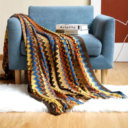 Handwoven Boho Chevron Coverlet in Earthy Colors – Soft and Stylish Bedspread 6