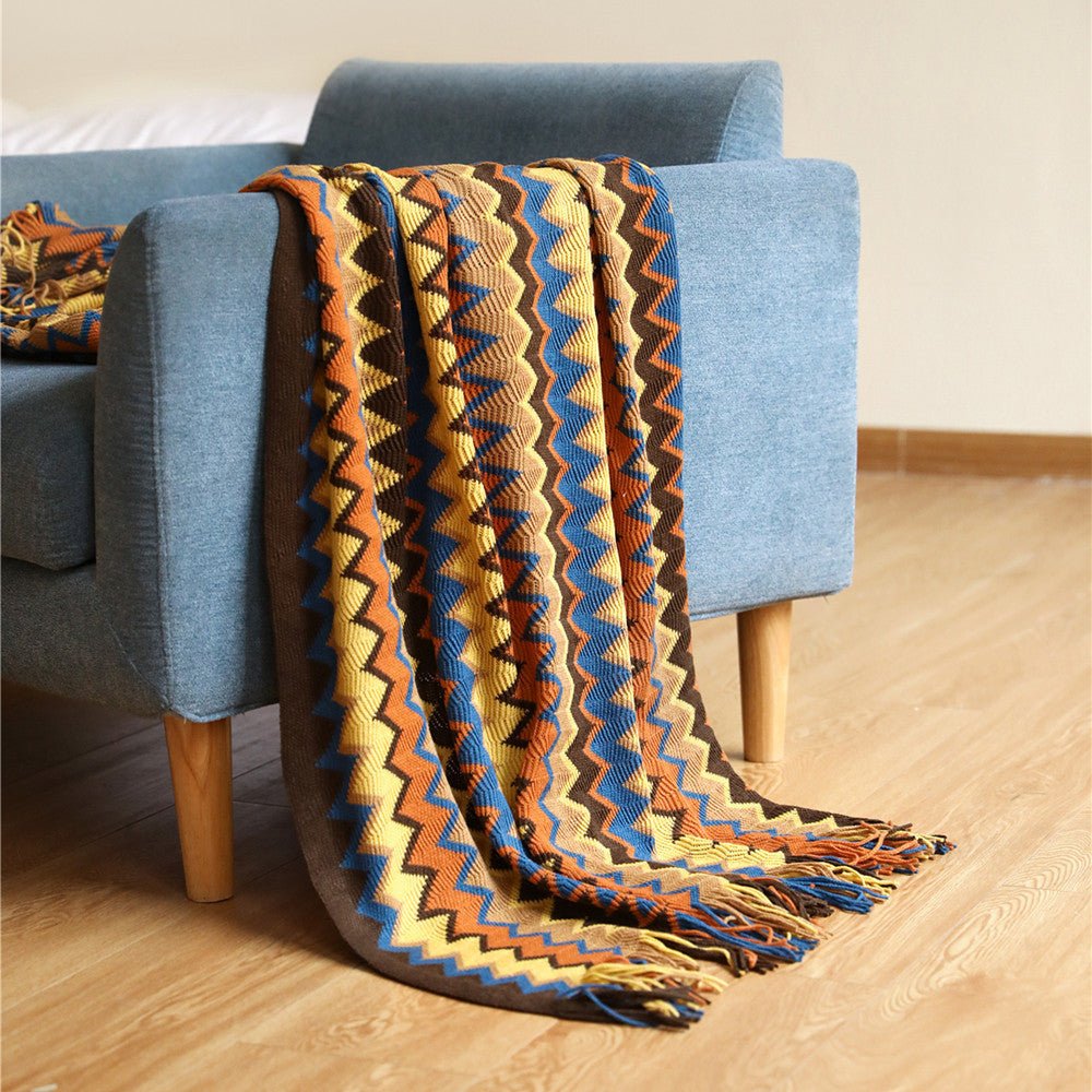 Handwoven Boho Chevron Coverlet in Earthy Colors – Soft and Stylish Bedspread 1
