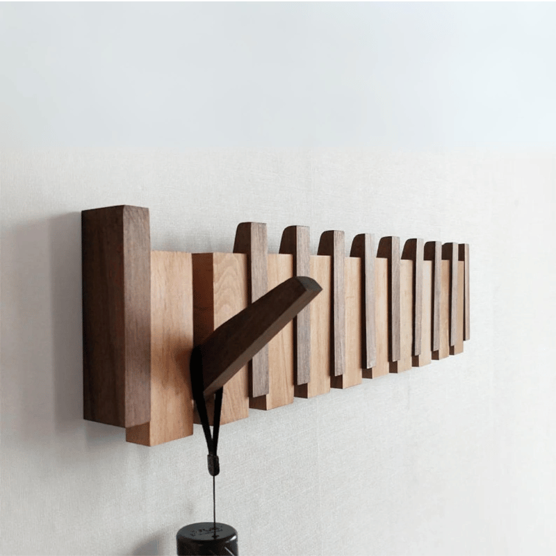 HarmonyHold™ — Transform Chaos into Stylish Calm with Effortless Elegance (Walnut Wood 4 Hooks) - home &amp; garden | Zavonix