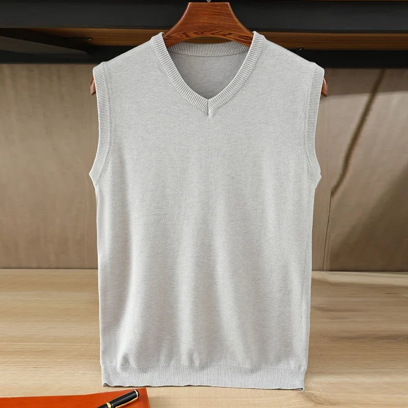 Harren Knit Vest — Soft Cotton Layering Vest with Tailored Fit (Gray S) - | Zavonix