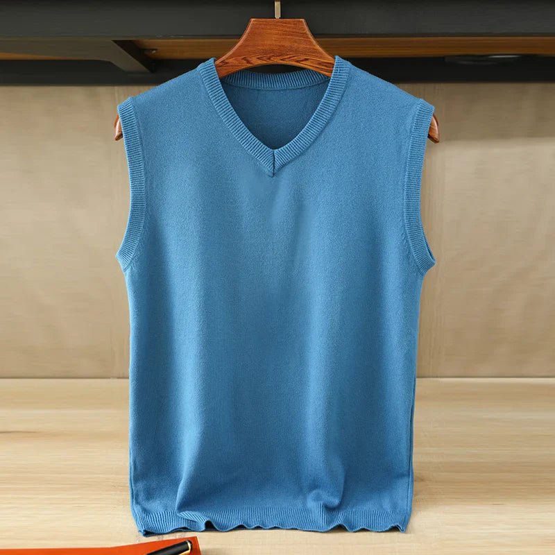 Harren Knit Vest — Soft Cotton Layering Vest with Tailored Fit (Gray S) - | Zavonix