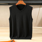 Harren Knit Vest — Soft Cotton Layering Vest with Tailored Fit (Black S) - | Zavonix