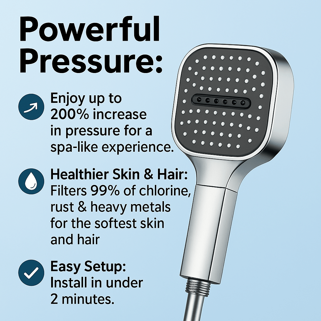 Haven Filtered Shower Head | Turbo Boost Technology, High Pressure 1