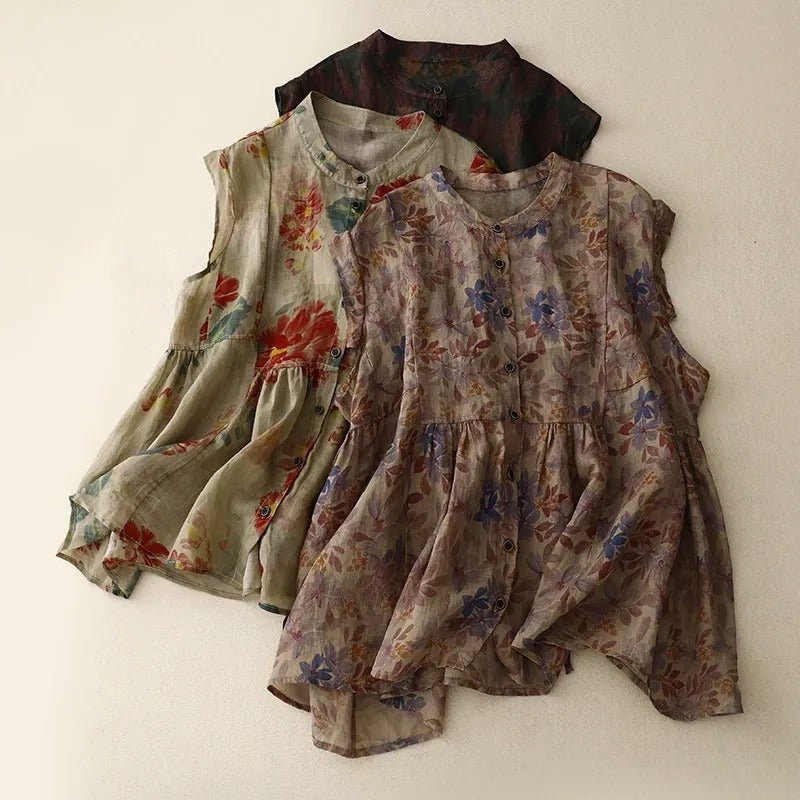 HAZEL LINEN TOP (Black XS) - | Zavonix