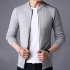 Healven Zip Knit Sweater — Lightweight Warm Pullover with Tailored Fit (Gray S) - | Zavonix
