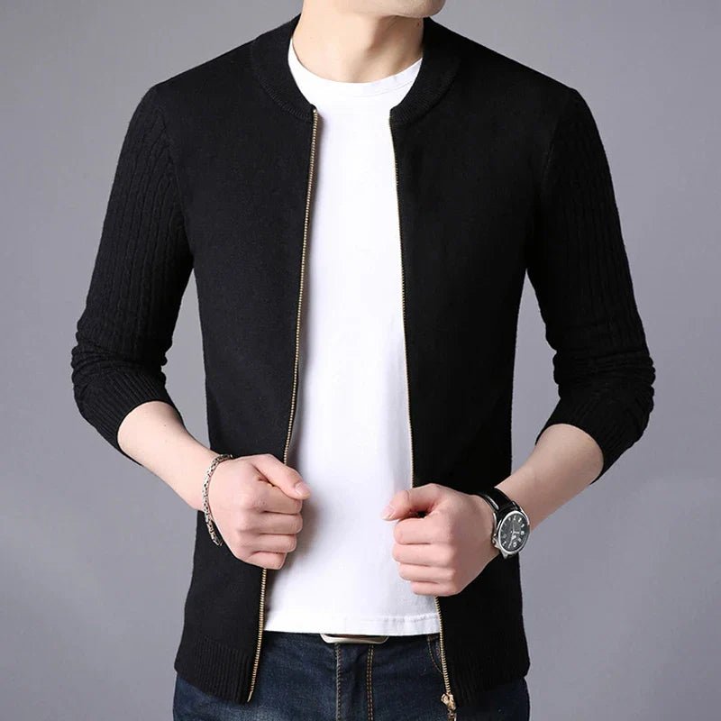 Healven Zip Knit Sweater — Lightweight Warm Pullover with Tailored Fit (Black S) - | Zavonix