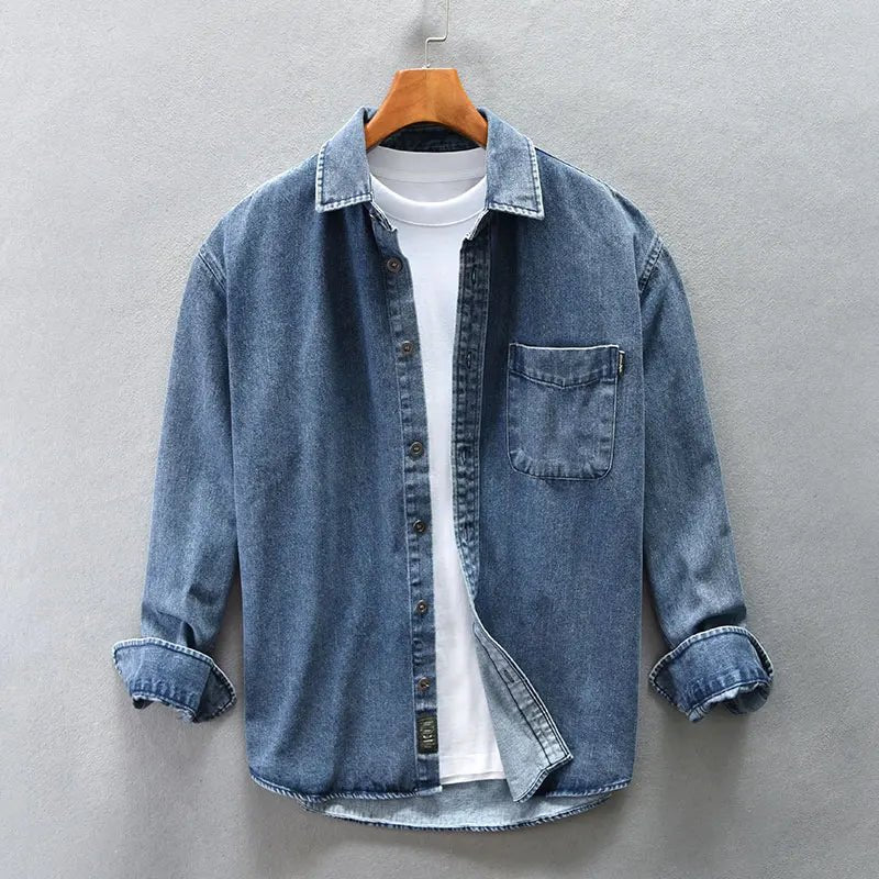 Henzar Denim Shirt (Black S) - Men's Apparel | Zavonix