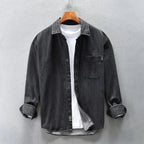Henzar Denim Shirt (Black S) - Men's Apparel | Zavonix