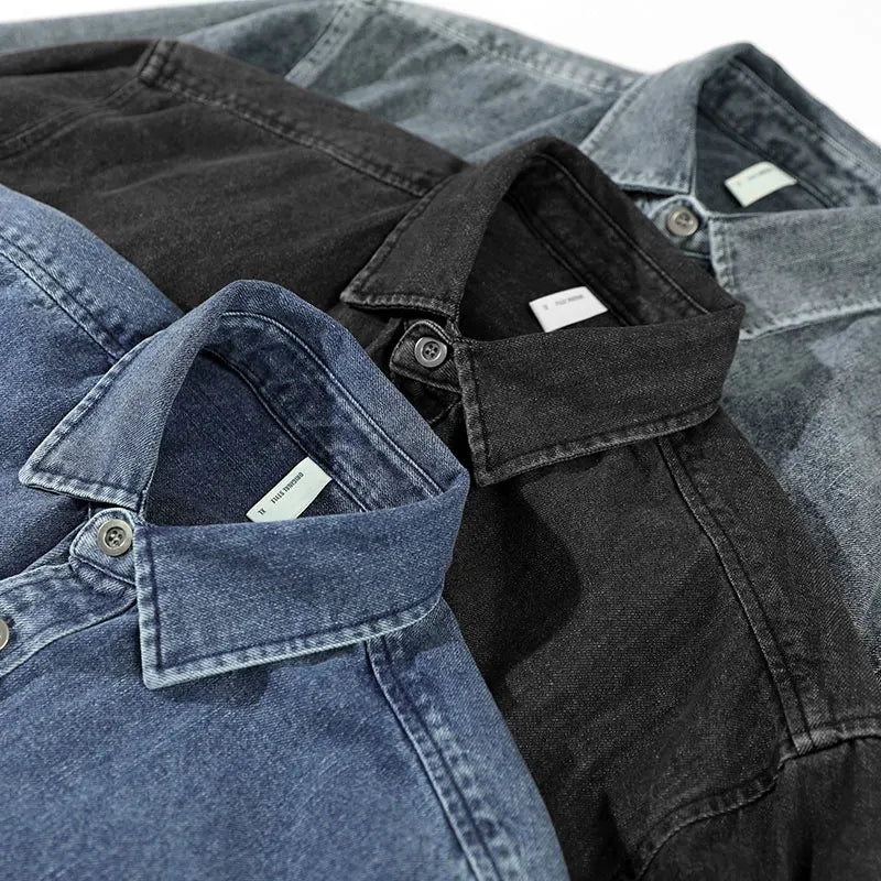 Henzar Denim Shirt (Black S) - Men's Apparel | Zavonix