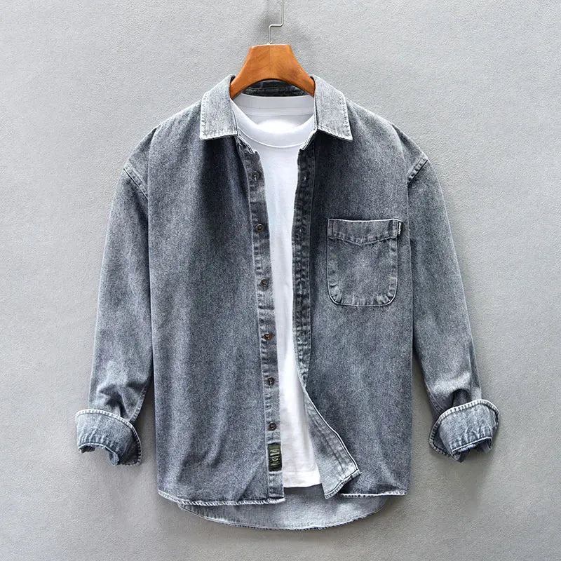 Henzar Denim Shirt (Black S) - Men's Apparel | Zavonix