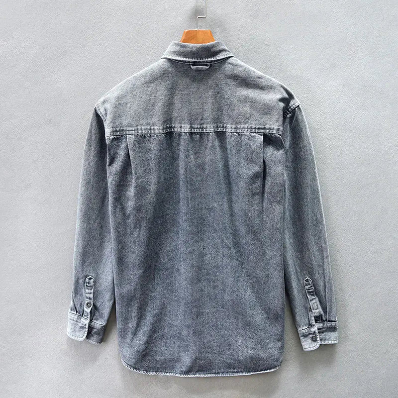 Henzar Denim Shirt (Grey S) - Men's Apparel | Zavonix