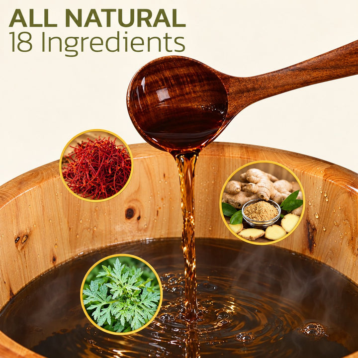 18 ingredienti di erbe completamente naturali nel pediluvio