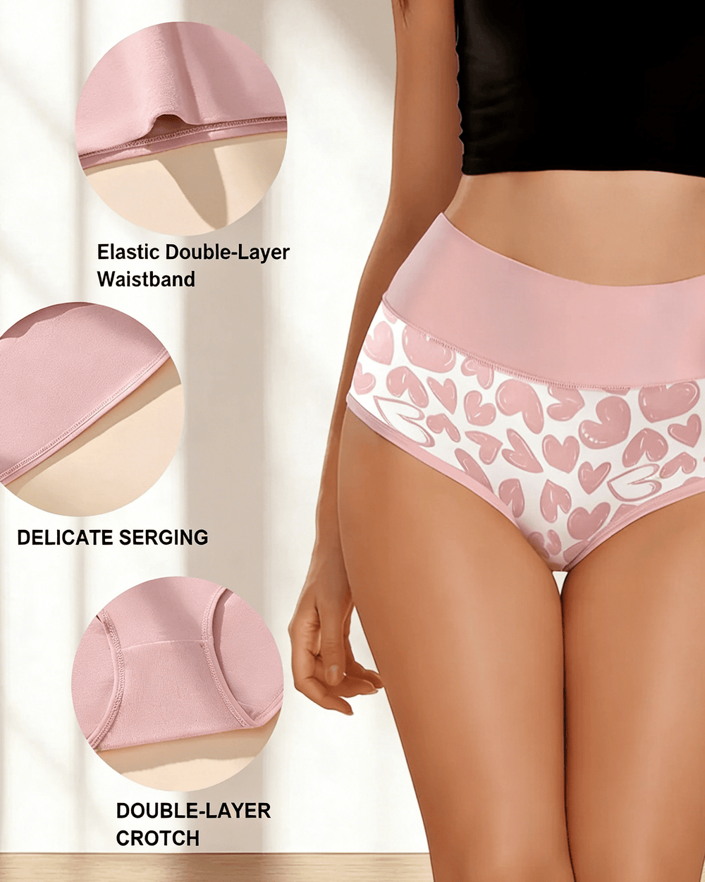 High Rise Cotton Briefs Love Print Six Pack Product Image 02