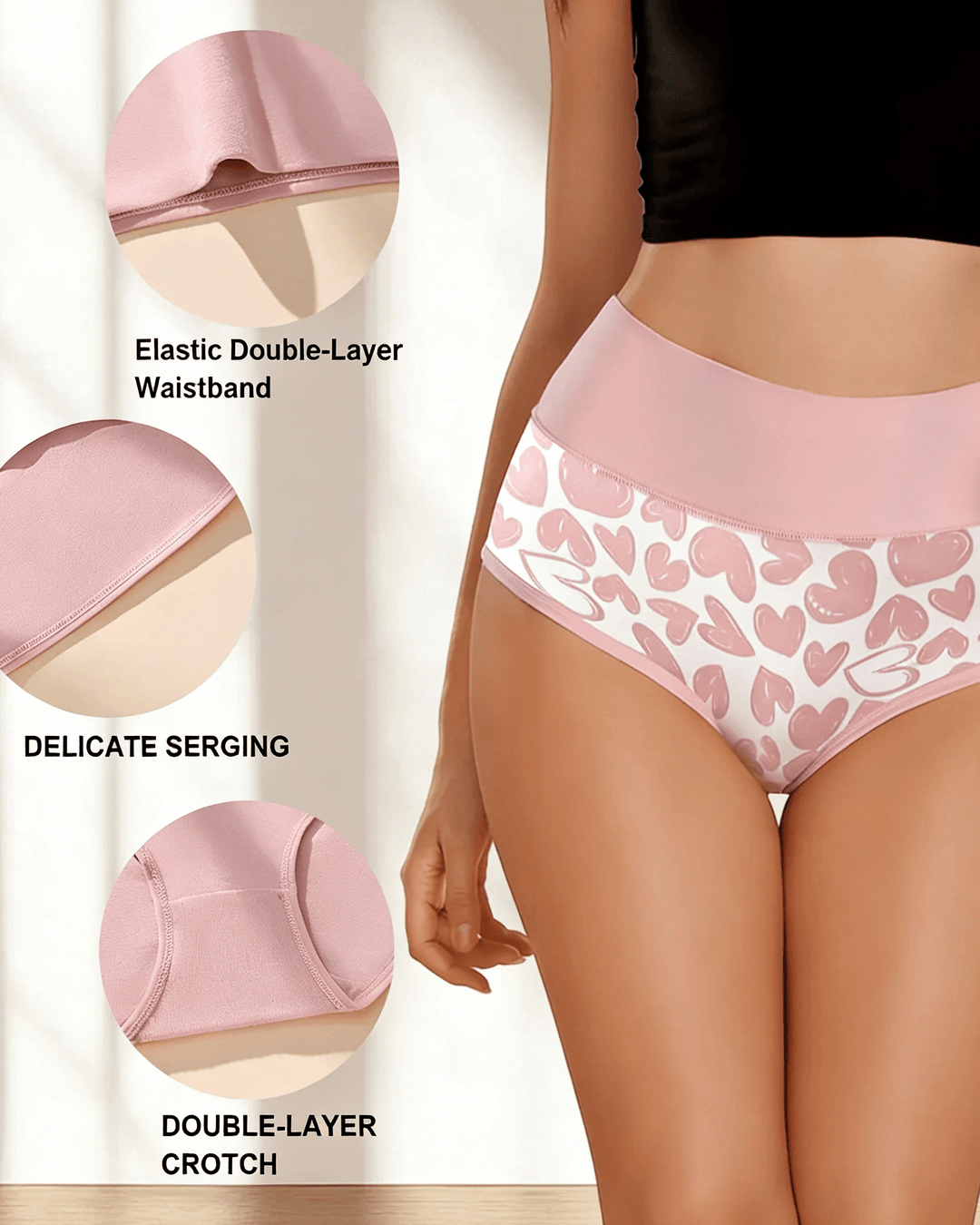 High Rise Cotton Briefs Love Print Six Pack Product Image 02
