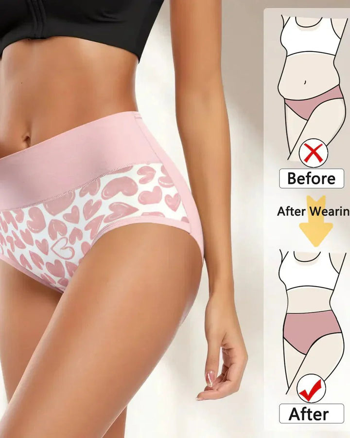 High Rise Cotton Briefs Love Print Six Pack Product Image 03