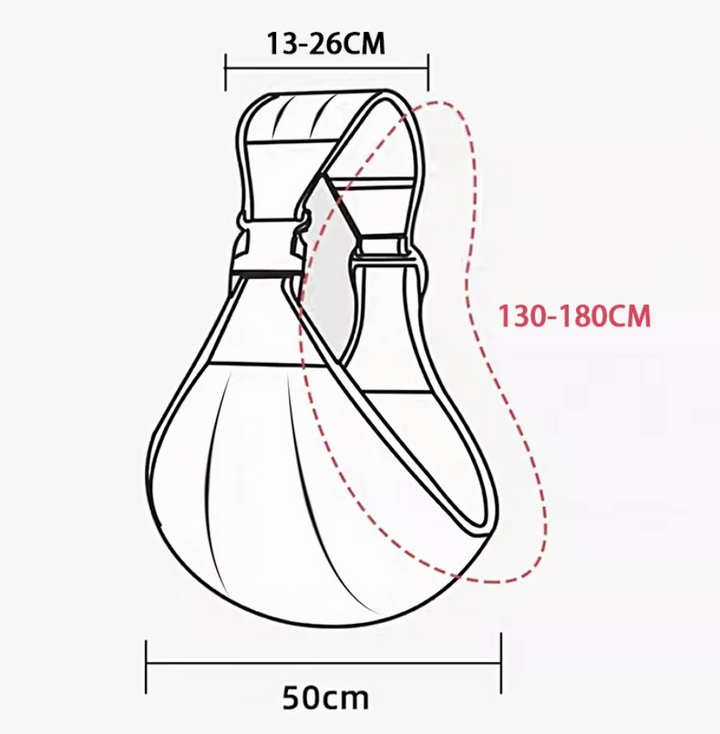 Hip carrier measurement diagram marked 13–26 cm, 50 cm and 130–180 cm