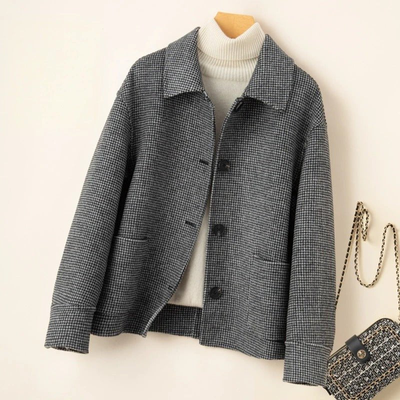 Houndstooth Coat™ — Command Every Room with Sharp Confidence and Lasting Warmth (Camel XS) - | Zavonix