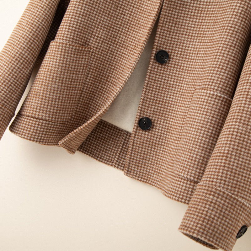 Houndstooth Coat™ — Command Every Room with Sharp Confidence and Lasting Warmth (Camel XS) - | Zavonix