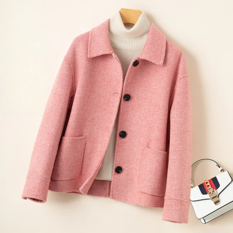 Houndstooth Coat™ — Command Every Room with Sharp Confidence and Lasting Warmth (Camel XS) - | Zavonix
