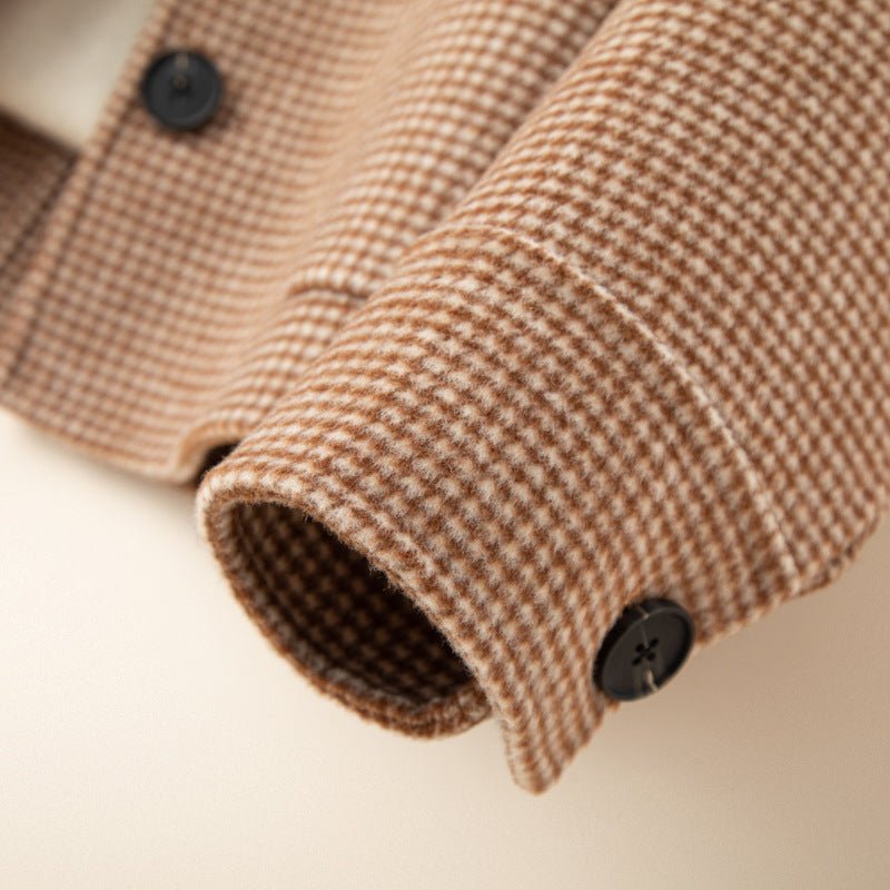 Houndstooth Coat™ — Command Every Room with Sharp Confidence and Lasting Warmth (Camel XS) - | Zavonix