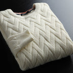 Hudsonia — Cotton Chevron Knit Sweater for Everyday Comfort (Green S) - | Zavonix