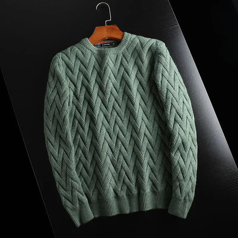 Hudsonia — Cotton Chevron Knit Sweater for Everyday Comfort (Green S) - | Zavonix
