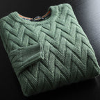 Hudsonia — Cotton Chevron Knit Sweater for Everyday Comfort (Green S) - | Zavonix