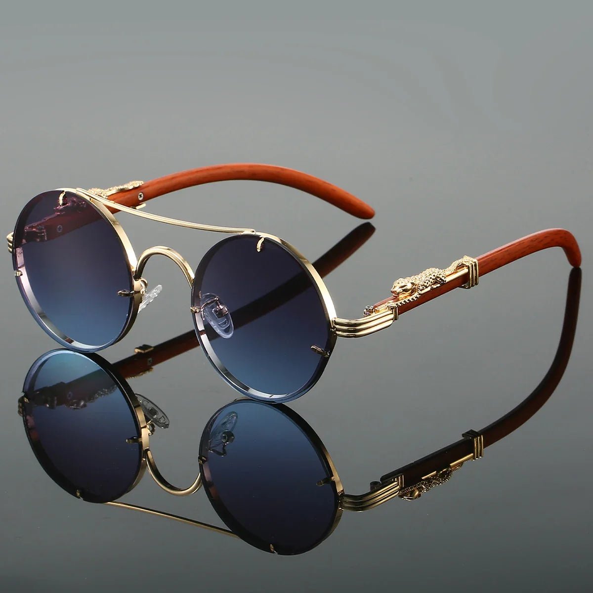 "Imperial Icon" Gold Sunglasses (Blue ) - Sunglasses | Zavonix