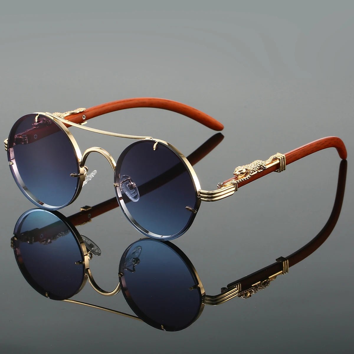 "Imperial Icon" Gold Sunglasses (Blue ) - Sunglasses | Zavonix