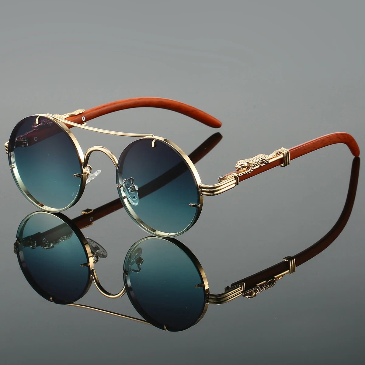 "Imperial Icon" Gold Sunglasses (Green ) - Sunglasses | Zavonix