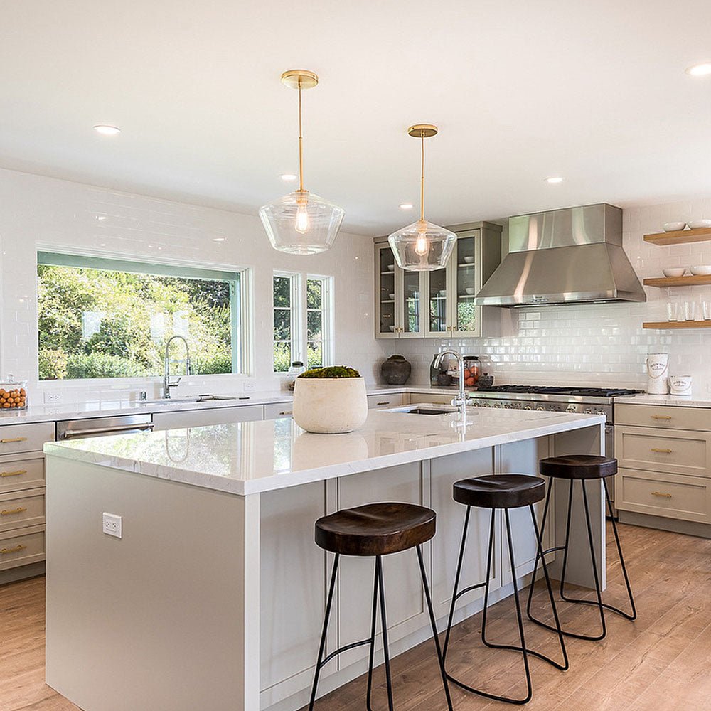 Industrial Vintage Glass Pendant Light – Elegant Kitchen Pendant Lighting for Home Decor, Clear Glass Shade, Easy Installation 5