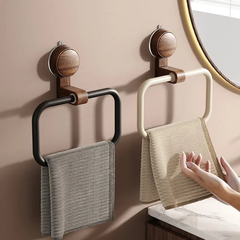 IonGrip Towel Holder with 180° Pivot – Durable Stainless Steel and Walnut Design 1