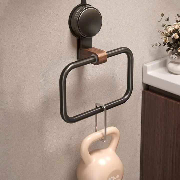 IonGrip Towel Holder with 180° Pivot – Durable Stainless Steel and Walnut Design 2