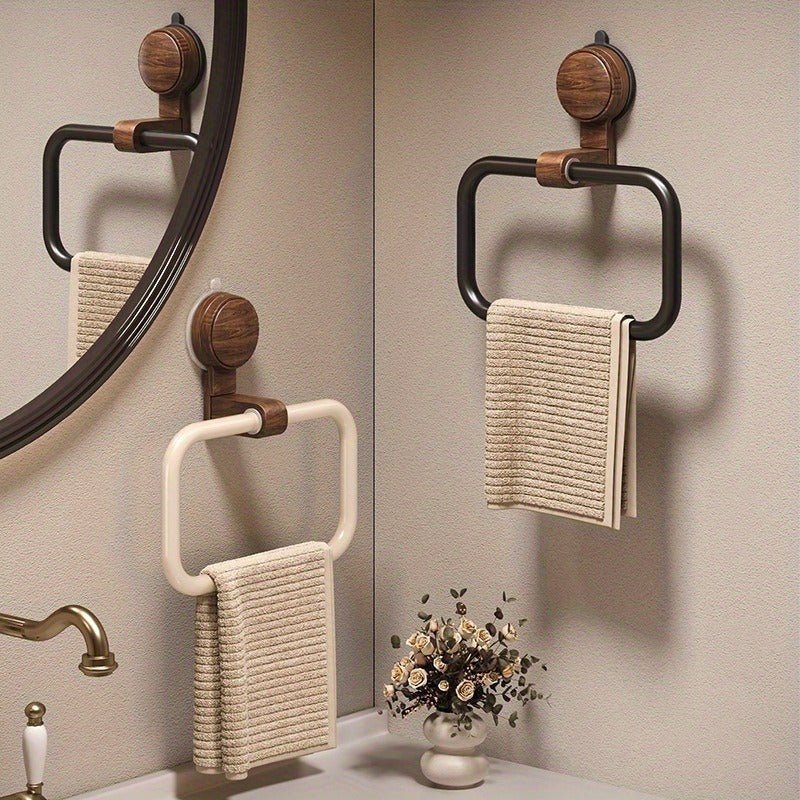 IonGrip Towel Holder with 180° Pivot – Durable Stainless Steel and Walnut Design 0
