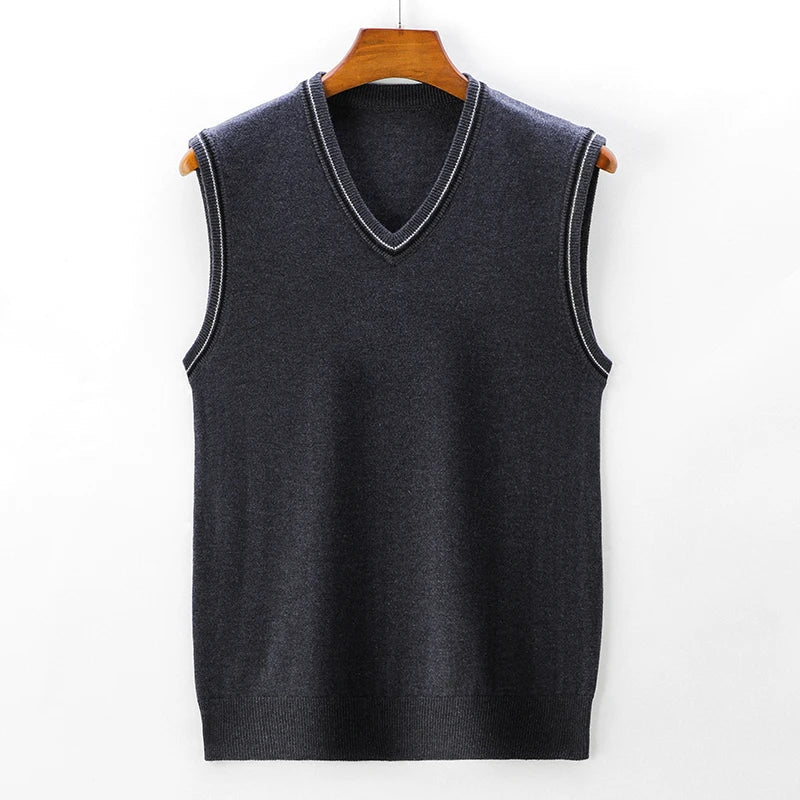 Jalenon — V - Neck Knit Vest with Tailored Fit and Subtle Edge Detail (Gray S) - | Zavonix