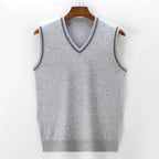 Jalenon — V - Neck Knit Vest with Tailored Fit and Subtle Edge Detail (Light Gray S) - | Zavonix
