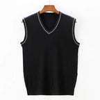 Jalenon — V - Neck Knit Vest with Tailored Fit and Subtle Edge Detail (Black S) - | Zavonix