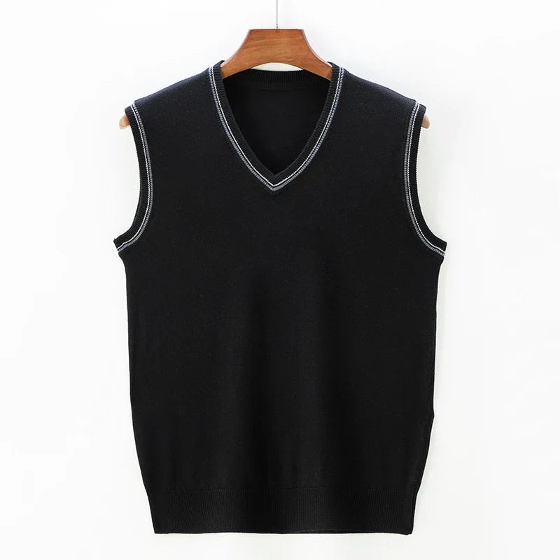Jalenon — V - Neck Knit Vest with Tailored Fit and Subtle Edge Detail (Light Gray S) - | Zavonix