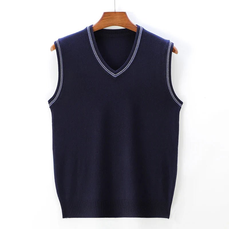 Jalenon — V - Neck Knit Vest with Tailored Fit and Subtle Edge Detail (Light Gray S) - | Zavonix