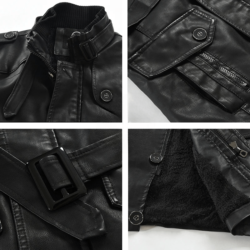 Jaren — Men's Premium Leather Jacket with Fleece Lining (Black S) - | Zavonix