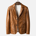 Jaren — Premium Leather Jacket with Tailored Fit and Pockets (Brown XS) - | Zavonix