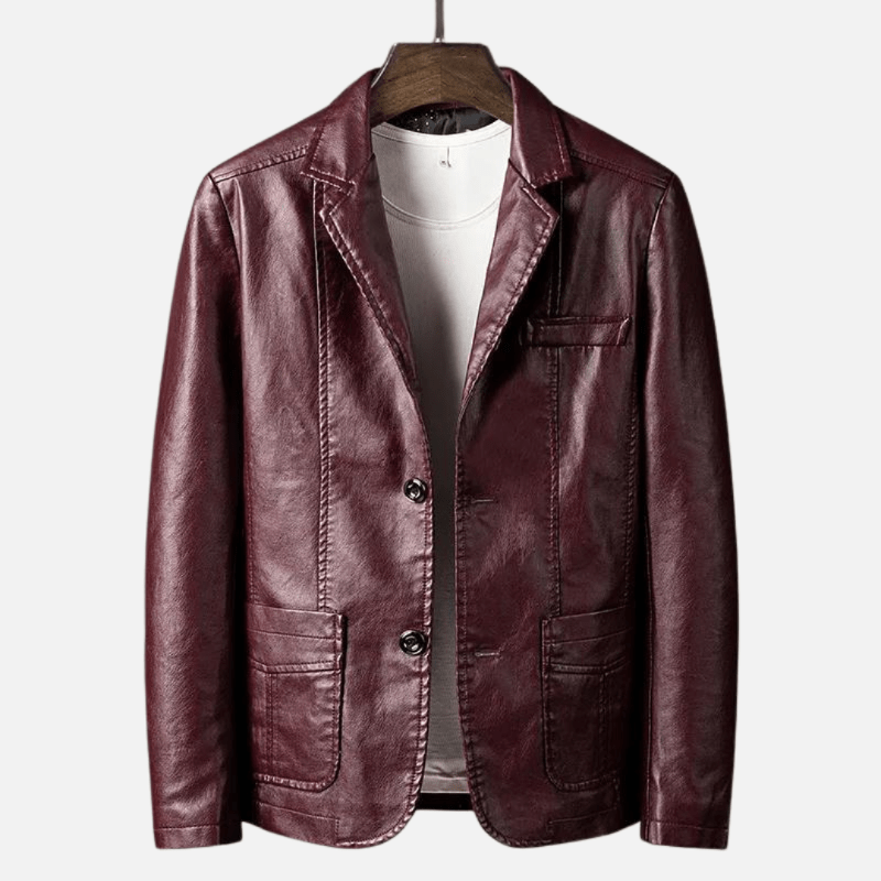 Jaren — Premium Leather Jacket with Tailored Fit and Pockets (Burgundy XS) - | Zavonix