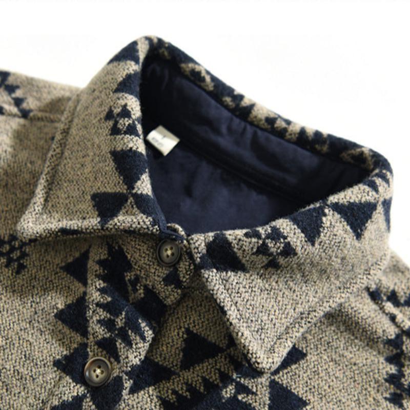 Jaxon — Men's Cashmere Blend Jacket with Geometric Western Design (Gray S) - | Zavonix