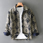Jaxon — Men's Cashmere Blend Jacket with Geometric Western Design (Light Coffee S) - | Zavonix