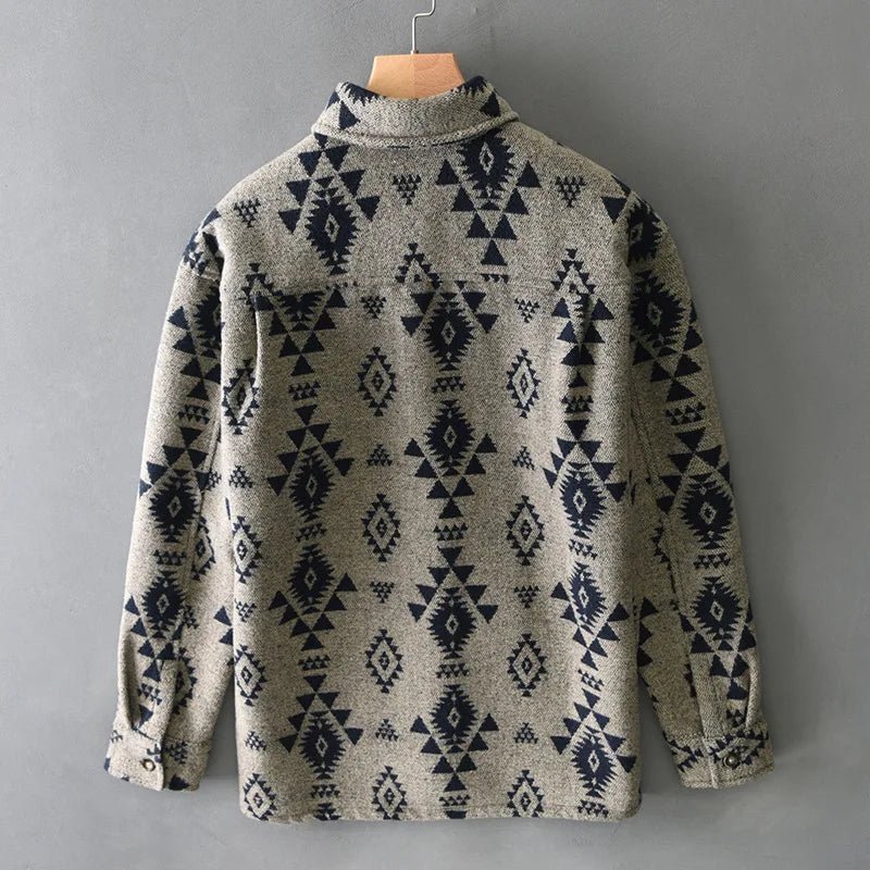 Jaxon — Men's Cashmere Blend Jacket with Geometric Western Design (Light Coffee S) - | Zavonix